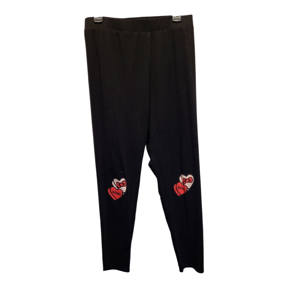 Modcloth for Hello Kitty Black Ankle Leggings with Decorative Hearts - Size 1X